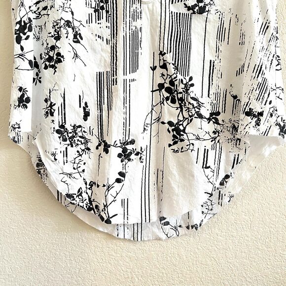 Serie Numérica Cotton Textured Printed V-Neck Tank Top Raw Hem Made In Italy - Picture 5 of 11